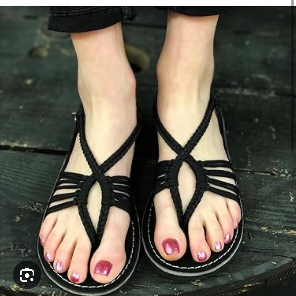 Vines Islandwear Black Strappy Sandals